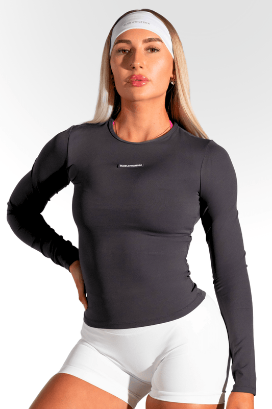 Classy Seamless Long Sleeve Compression Tee Charcoal Grey