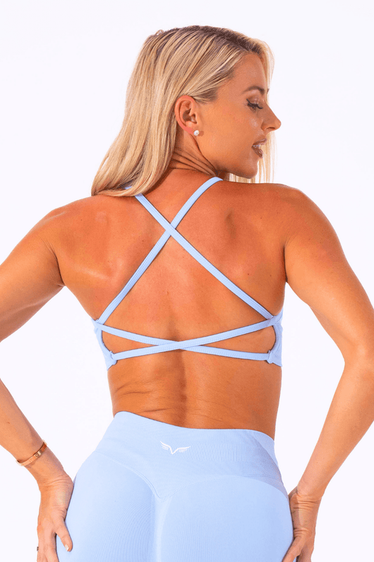 Club Athletica Flex Open Back Strappy Crop Ice Blue
