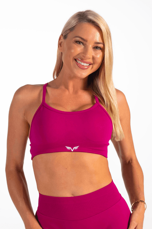 Club Athletica Flex Open Back Strappy Crop Raspberry