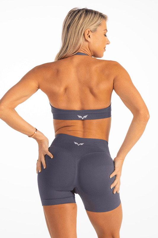 Club Athletica Flex Seamless Halter Sports Bra Graphite