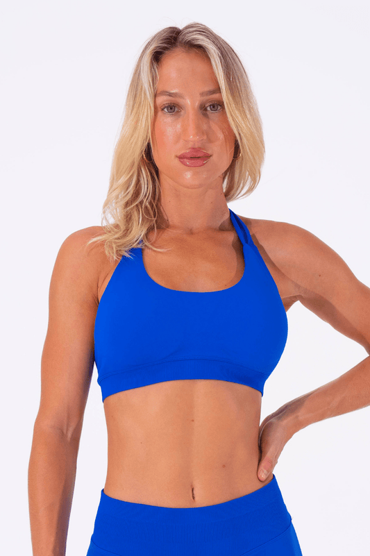 Club Athletica Flex Seamless Halter Sports Bra Velocity Blue