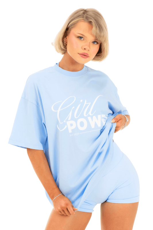 Club Athletica Oversized Tee Ice Blue/White