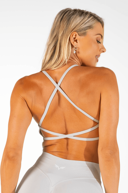 Club Athletica Flex Open Back Strappy Crop Cloud Grey