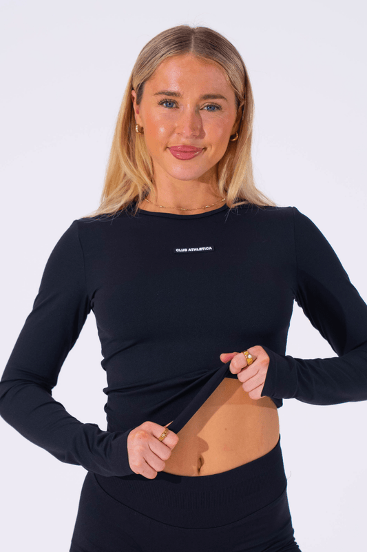 Classy Seamless Long Sleeve Compression Tee Black