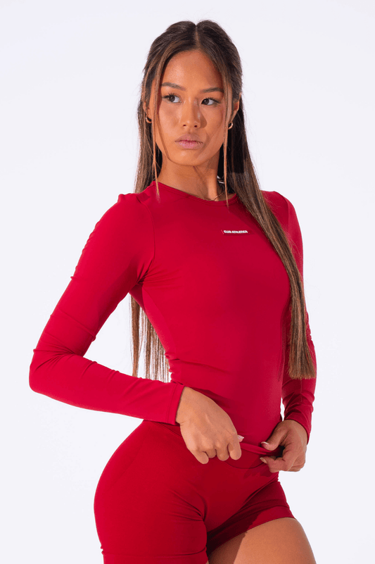 Classy Seamless Long Sleeve Compression Tee Red