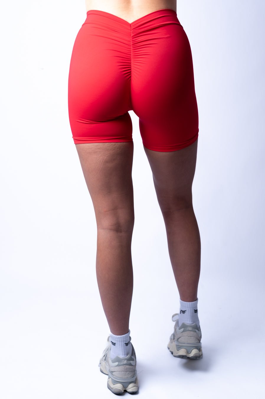 Deep Red Brazilian Scrunch Shorts with V Back