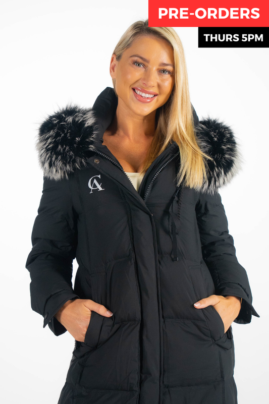 Classy Elegance Long-Down Puffer Jacket Black