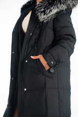 Classy Elegance Long-Down Puffer Jacket Black