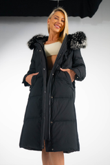 Classy Elegance Long-Down Puffer Jacket Black