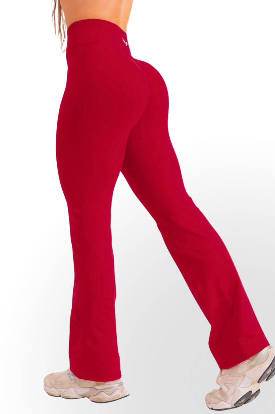 Club Athletica Amplify Invisible Scrunch Crossover Gym Flare Leggings Red