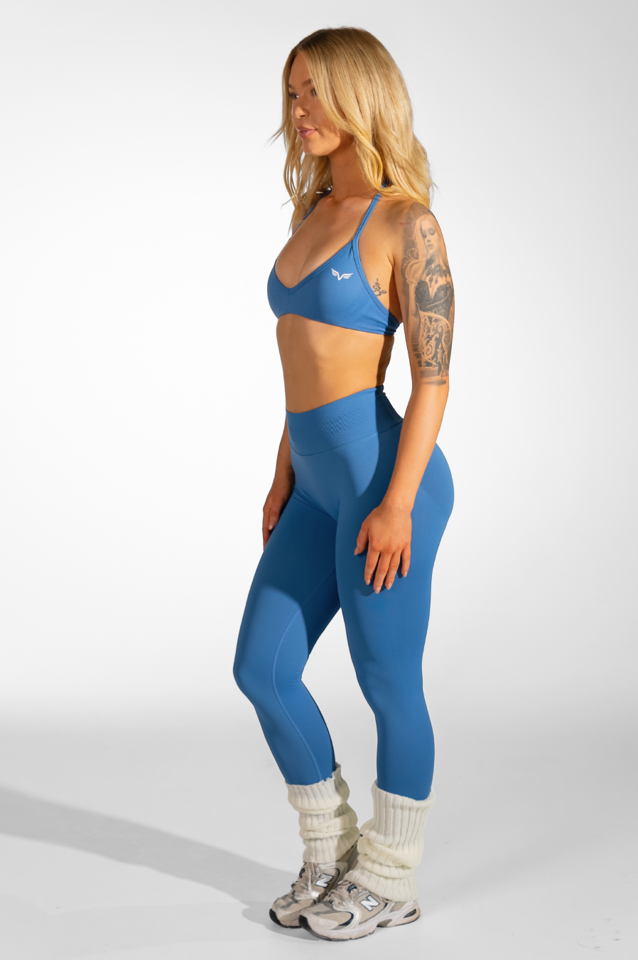Club Athletica Dynamic Flex Adjustable Halter Sports Bra Denim Blue