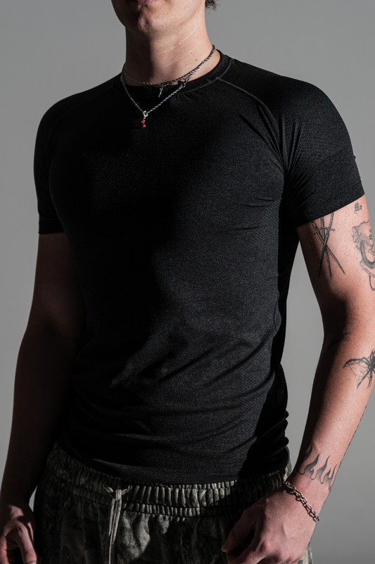 Mens Core Compression Tee Marl Black