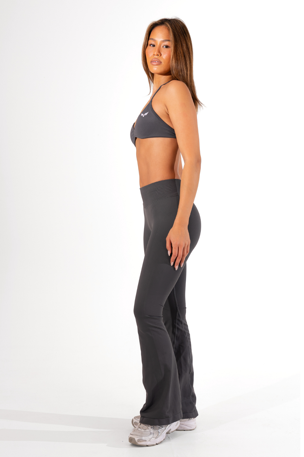 Club Athletica Flex Scrunch Glute Contour Flare Leggings Stone Grey