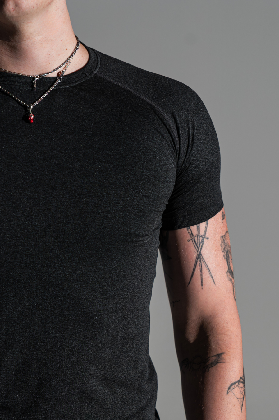 Mens Core Compression Tee Marl Black
