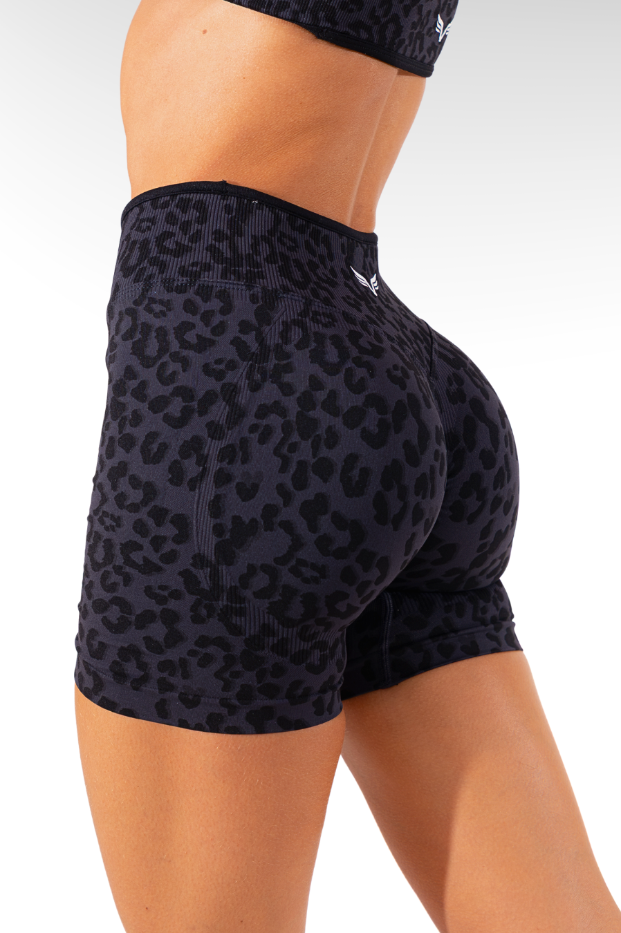 Club Athletica Impact Sculpt Seamless Scrunch Bum Shorts Black Leopard