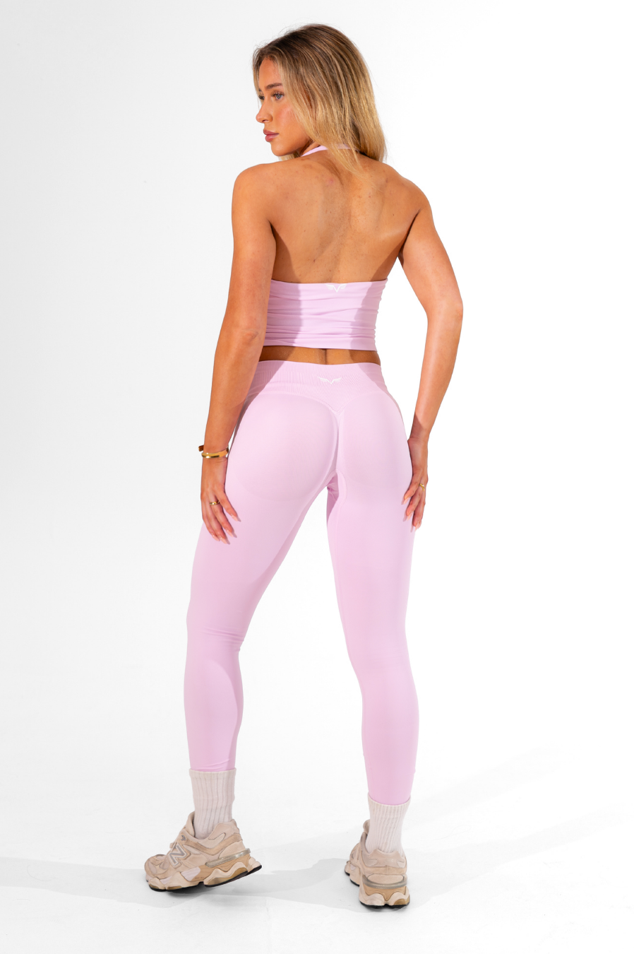 Club Athletica Flex Halter Tank Top Baby Pink