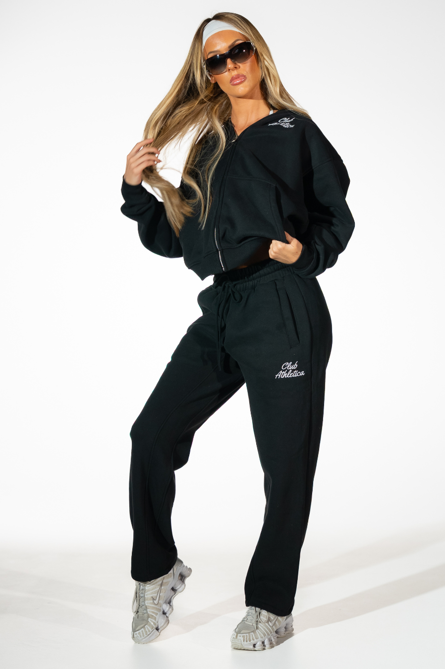 Club Athletica Womens Luxury Oversized Zip Hoodie Black Premium Fleece Limited Edition
