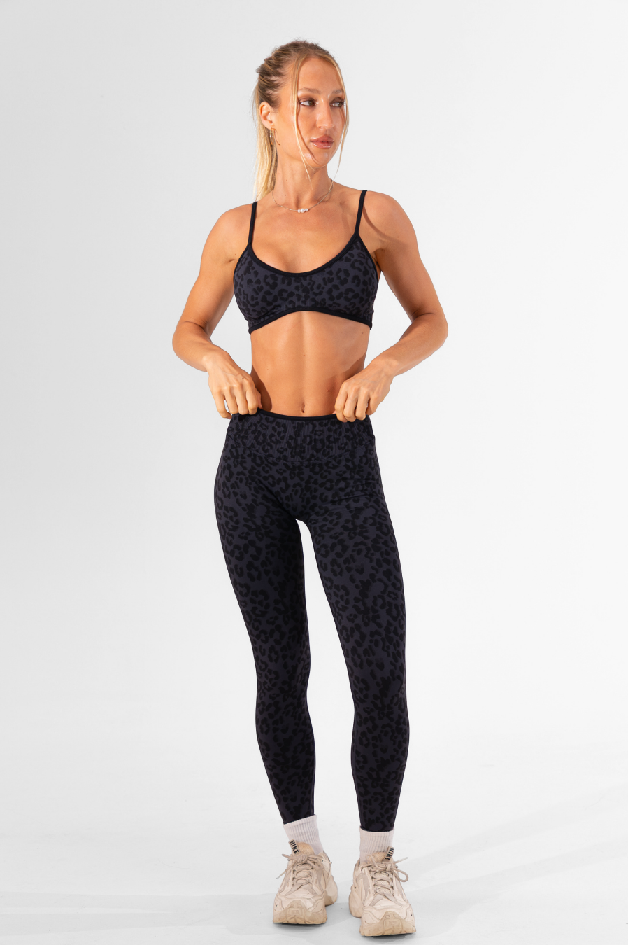 Club Athletica Impact Sculpt Seamless Scrunch Bum Leggings Black Leopard