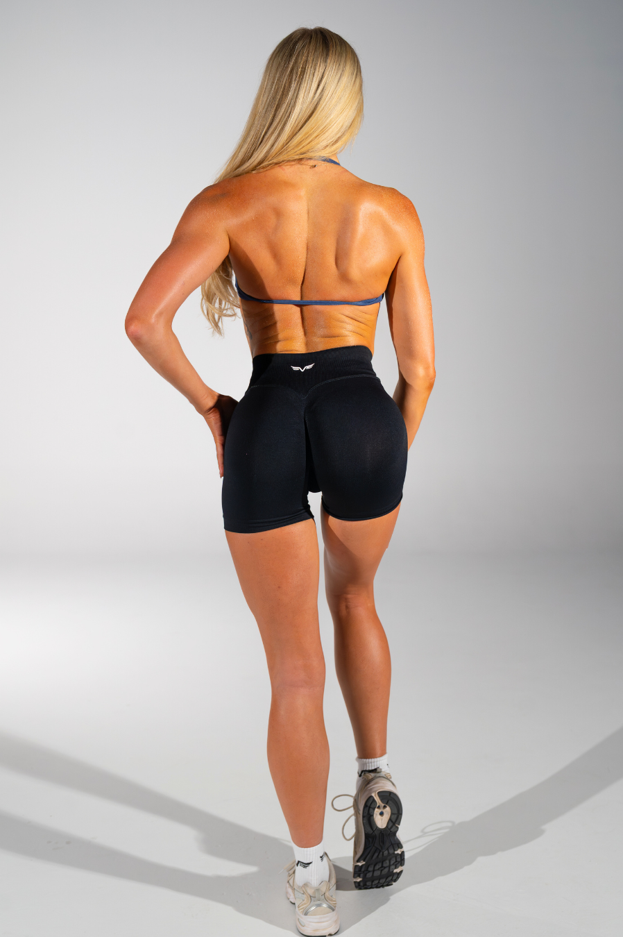 Club Athletica Flex Seamless Ruched Crop Top Navy Blue