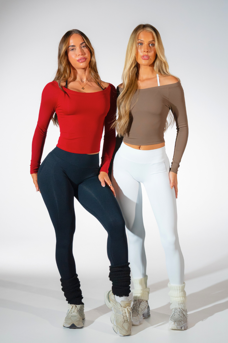 Club Athletica Off Shoulder Long Sleeve Red