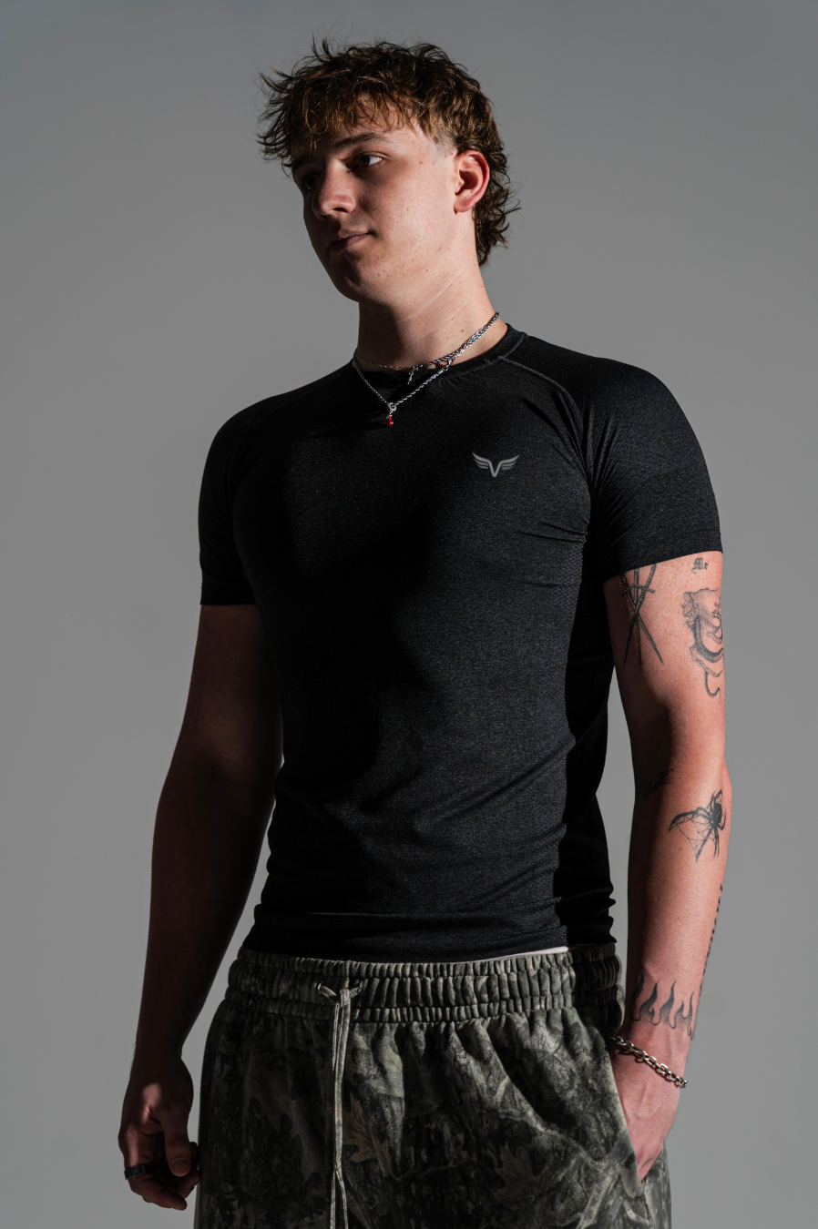 Mens Core Compression Tee Marl Black