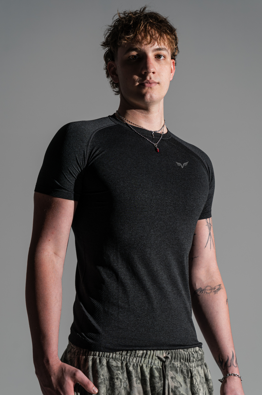Mens Core Compression Tee Marl Black
