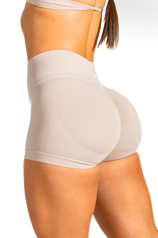 Club Athletica Dynamic Flex Scrunch Bum Booty Shorts Beige