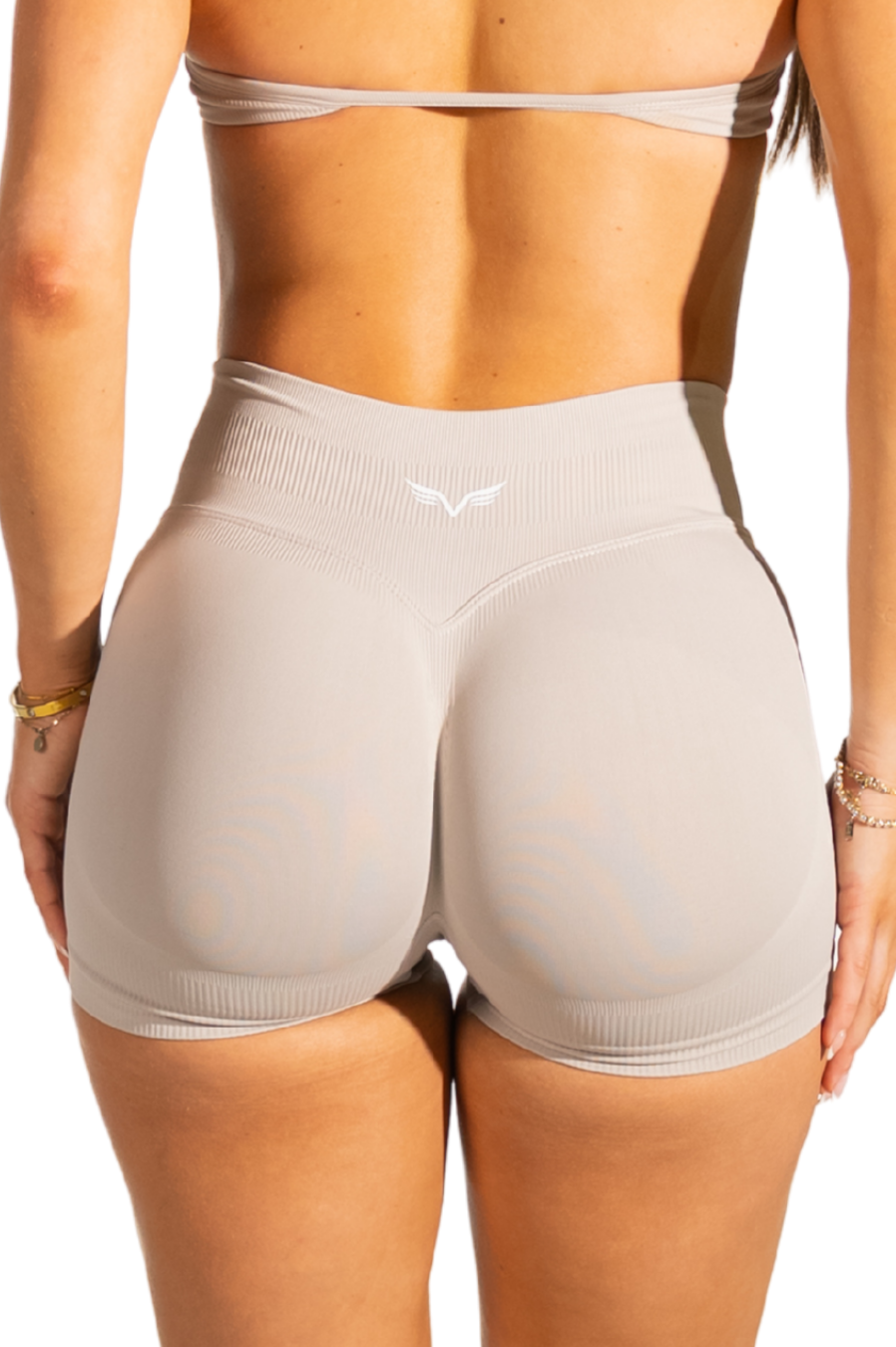 Club Athletica Dynamic Flex Scrunch Bum Booty Shorts Beige