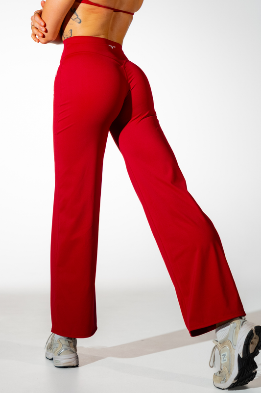 Club Athletica Classic Wide Leg Workout Pants for Women Red