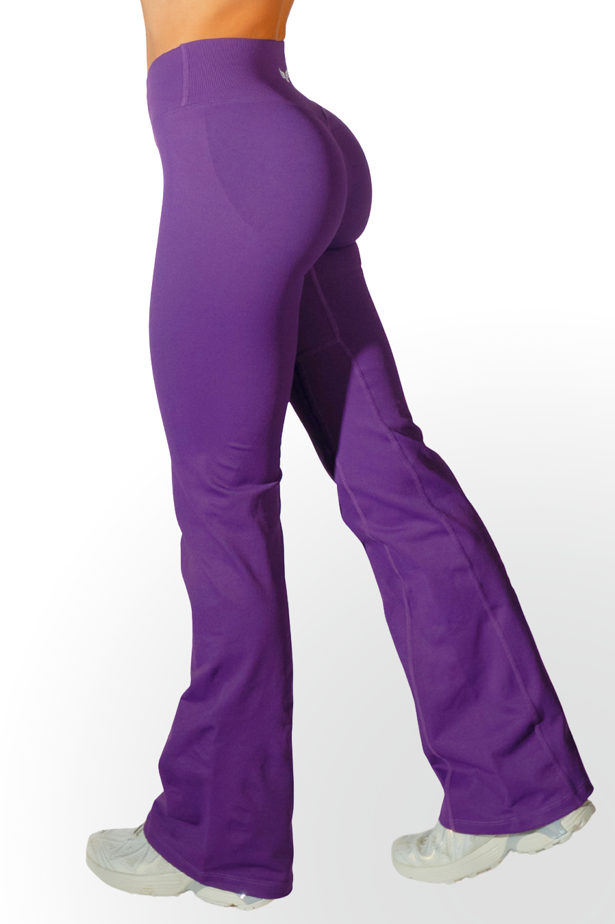 Club Athletica Amplify Invisible Scrunch Crossover Gym Flare Leggings Deep Purple