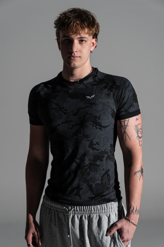 Mens Camo Black Tree Compression Tee