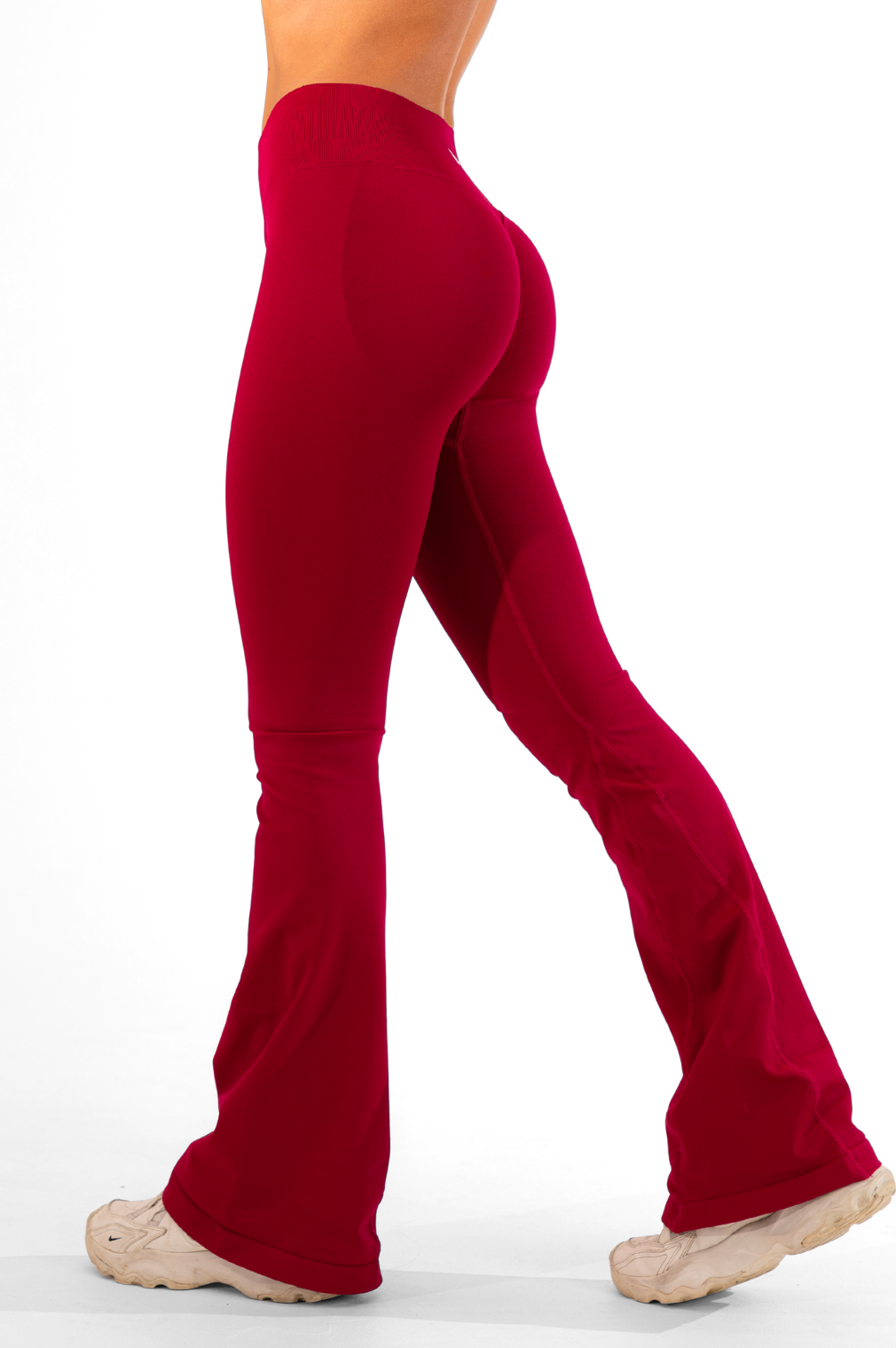 Club Athletica Flex Scrunch Glute Contour Flare Leggings Festive Red
