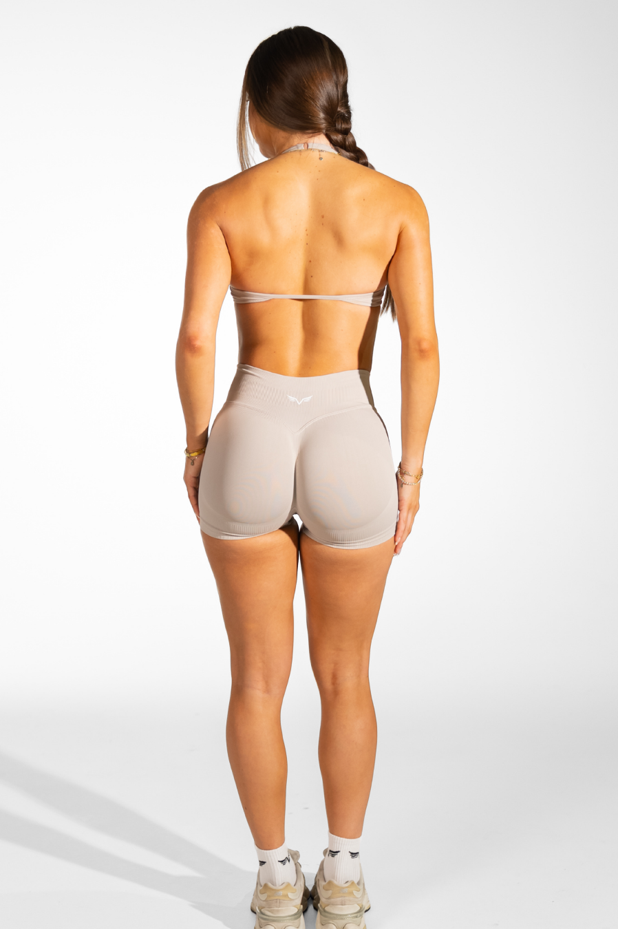 Club Athletica Dynamic Flex Scrunch Bum Booty Shorts Beige