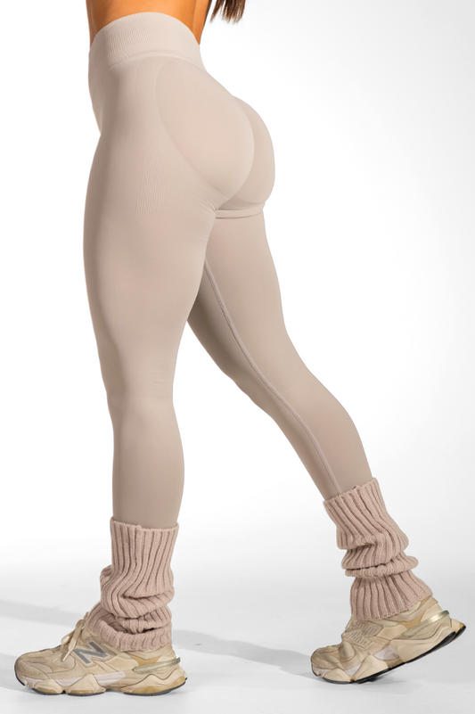 Club Athletica Dynamic Flex Seamless Scrunch Bum Leggings Beige