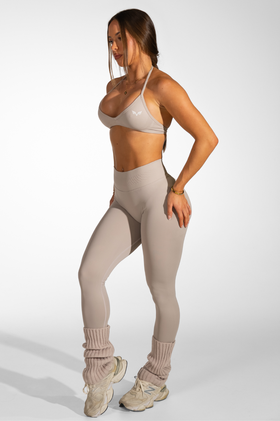 Club Athletica Dynamic Flex Seamless Scrunch Bum Leggings Beige