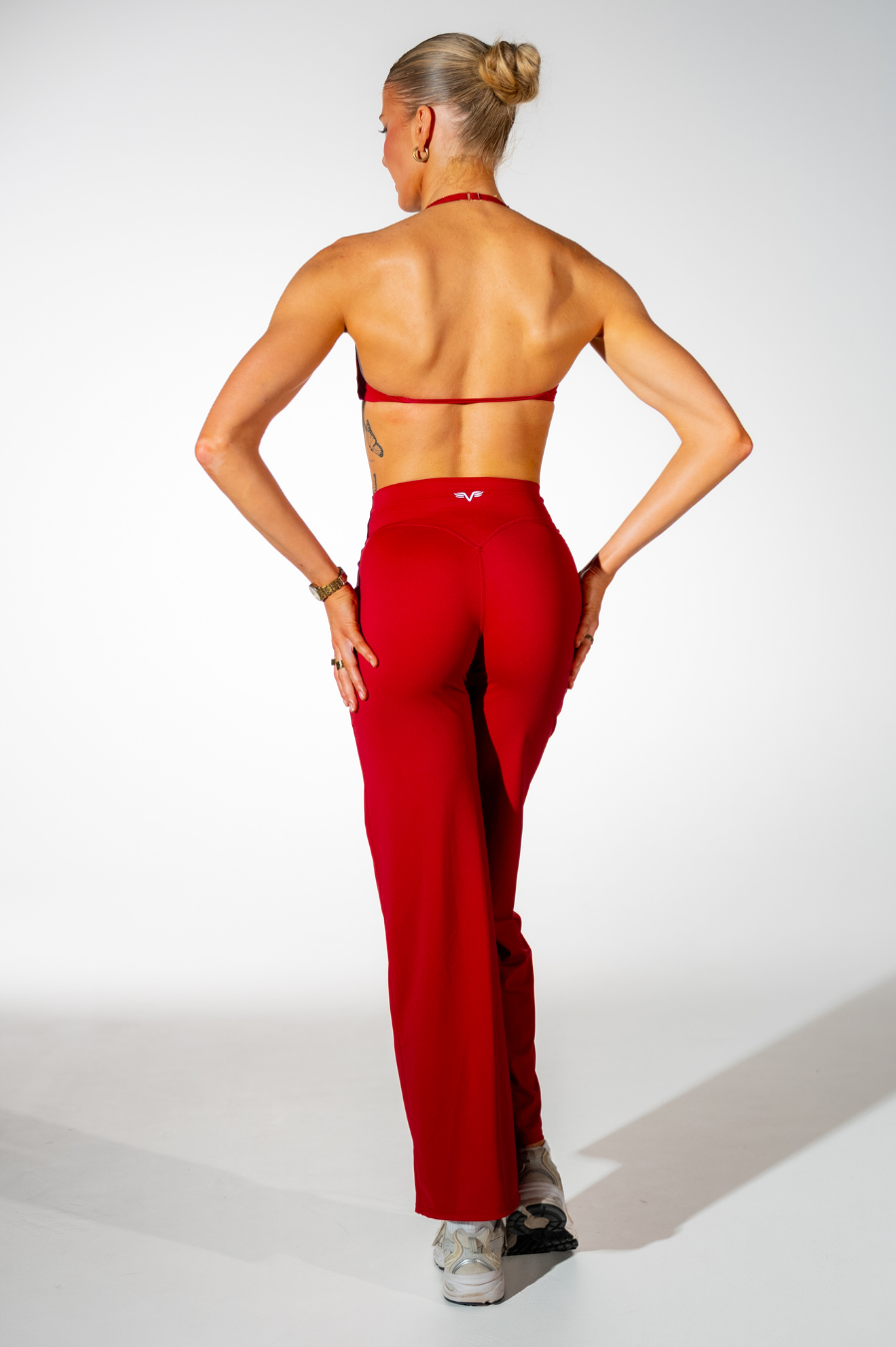 Club Athletica Classic Wide Leg Workout Pants for Women Red