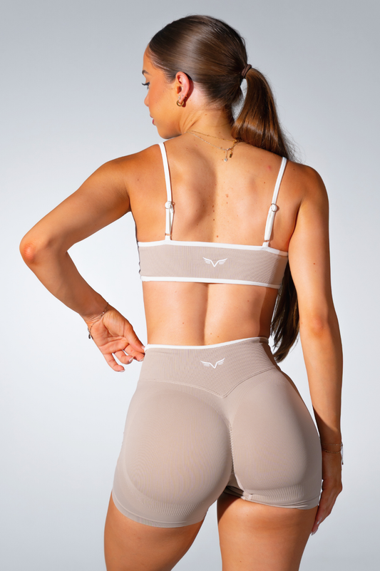 Club Athletica Impact Sculpt Seamless Crop Top Cocoa Beige