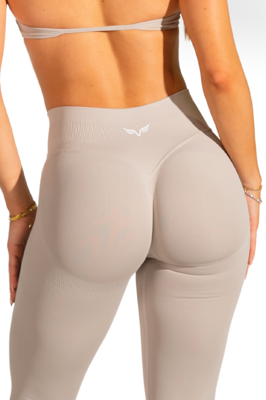 Club Athletica Dynamic Flex Seamless Scrunch Bum Leggings Beige