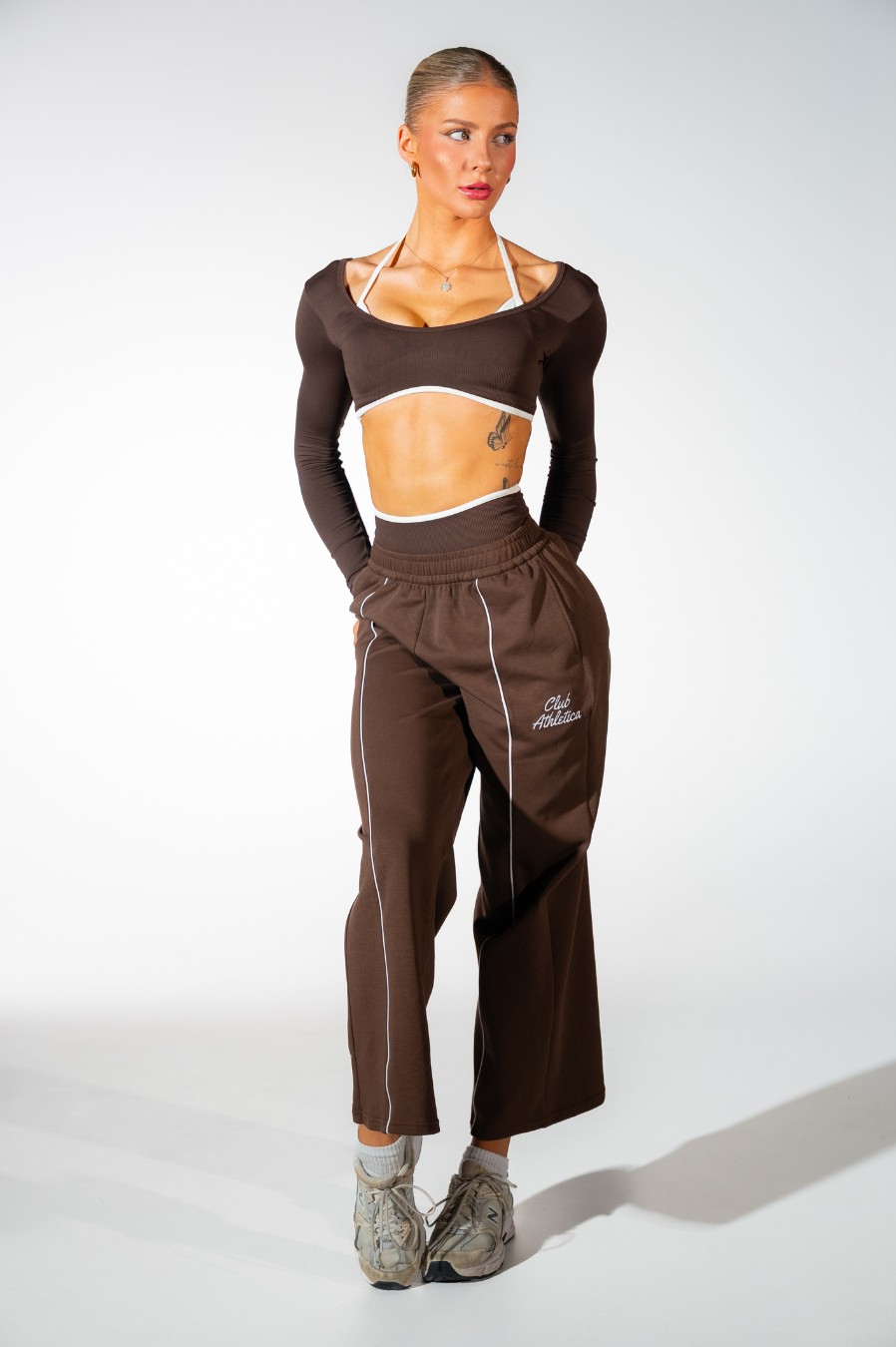 Impact Sculpt Wide Leg Track Pants Espresso Brown