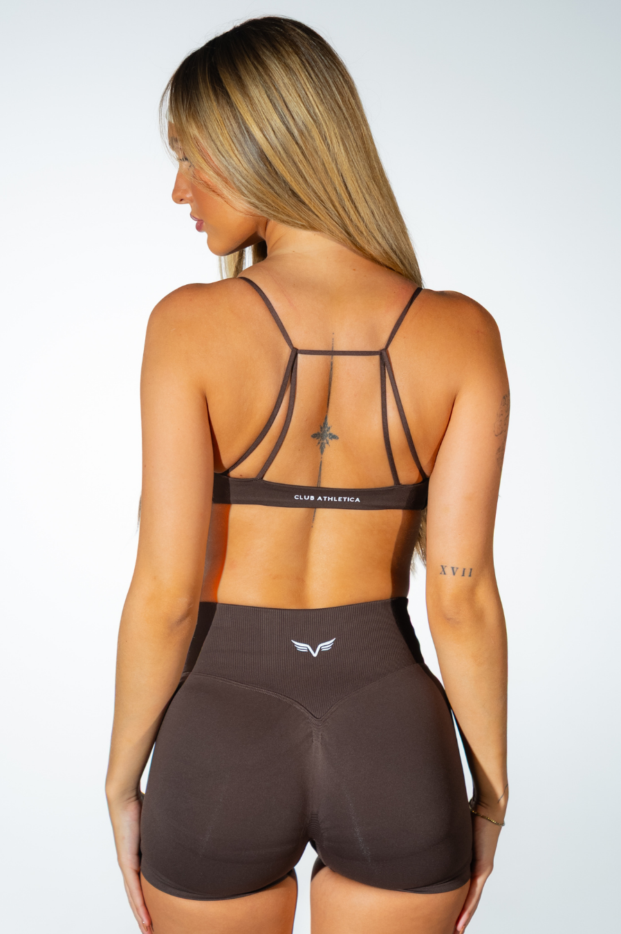 Club Athletica Womens Flex Twist Front Sports Bra Truffle Brown