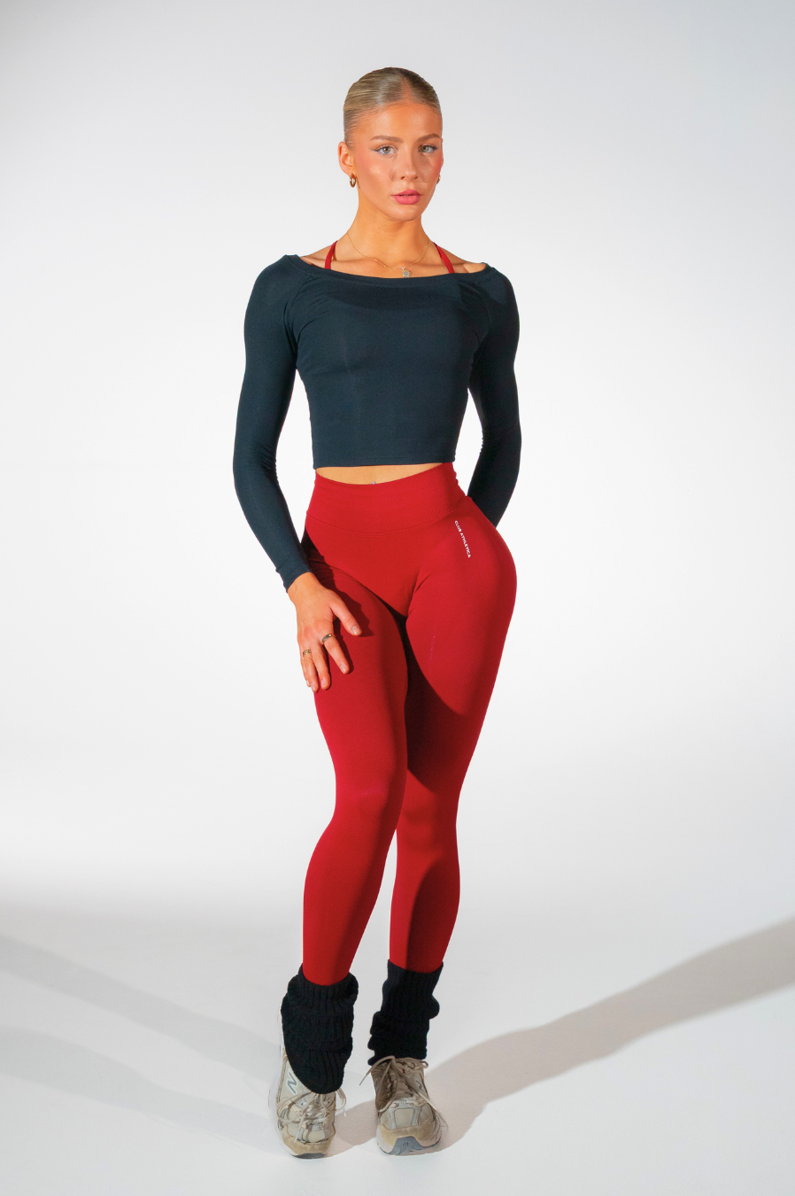 Club Athletica Off Shoulder Long Sleeve Black