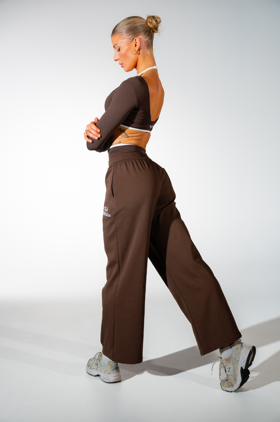 Impact Sculpt Wide Leg Track Pants Espresso Brown
