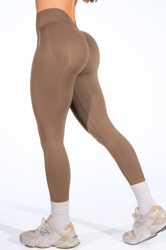 Club Athletica Sculptura V Back Seamless Leggings Coffee Brown
