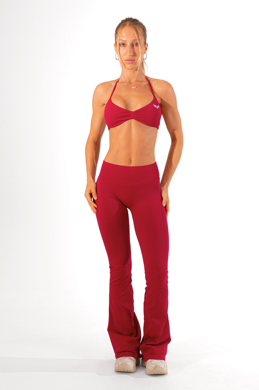 Club Athletica Flex Scrunch Glute Contour Flare Leggings Festive Red