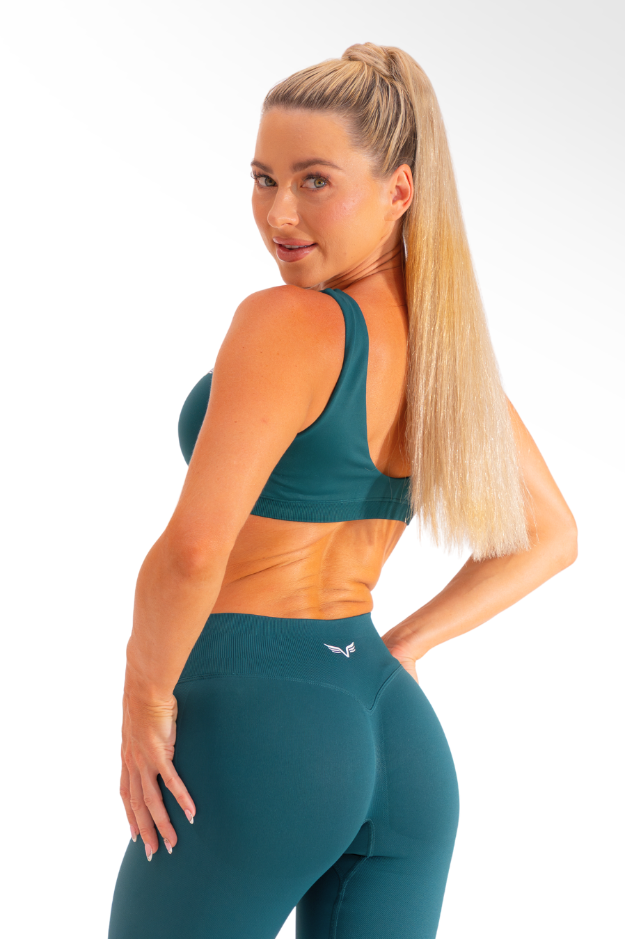 Club Athletica Flex Contour Crop Top Pine Green
