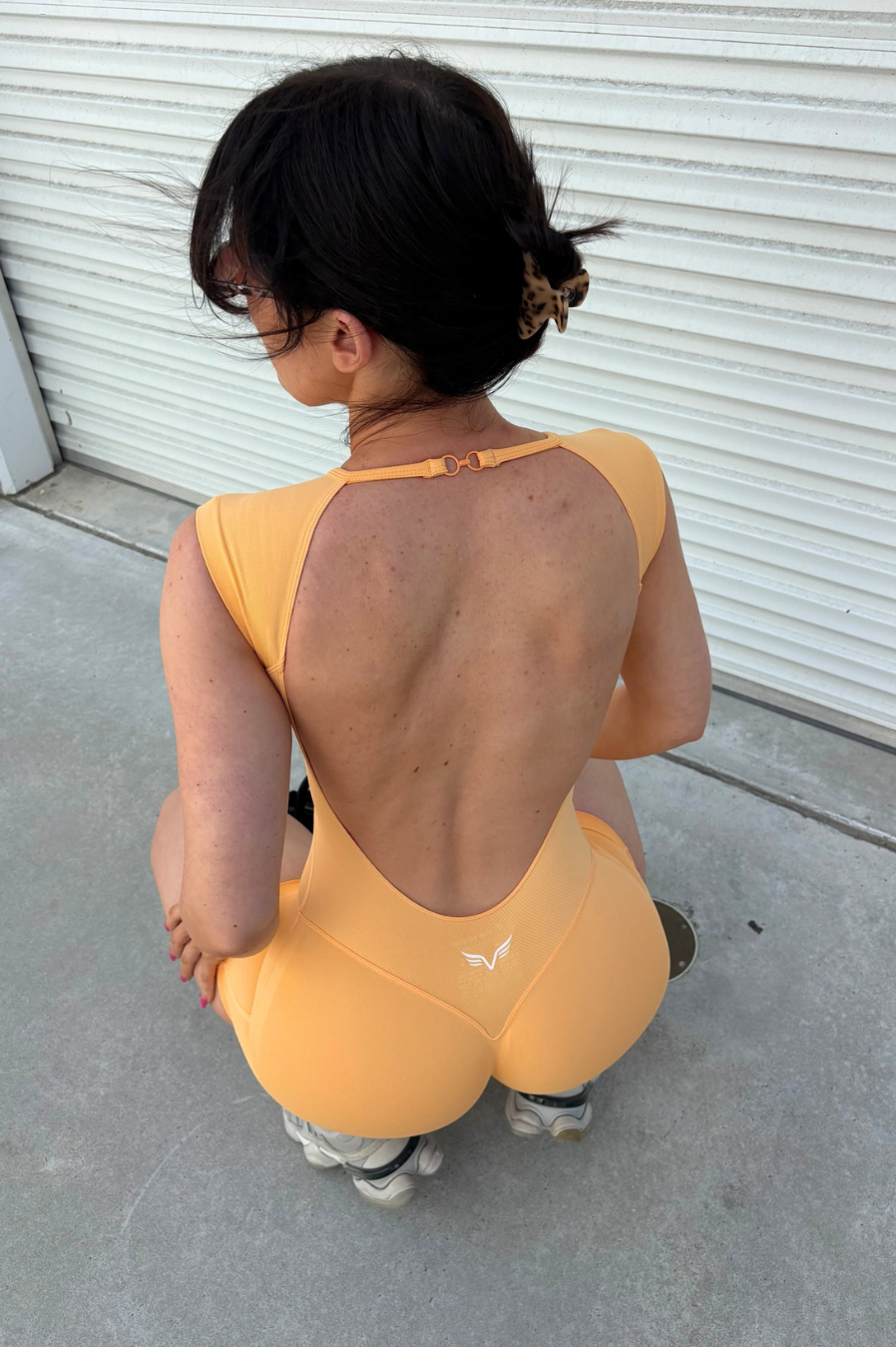 Club Athletica Flex Sleeveless Gym Bodysuit Glute Contour Golden Yellow