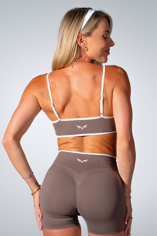 Club Athletica Impact Sculpt Seamless Crop Top Chocolate Suede