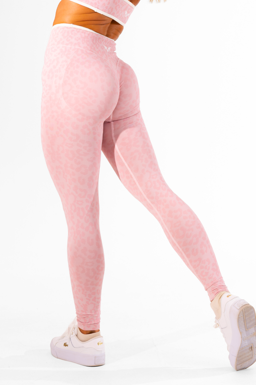 Club Athletica Impact Sculpt Seamless Scrunch Bum Leggings Light Pink Leopard