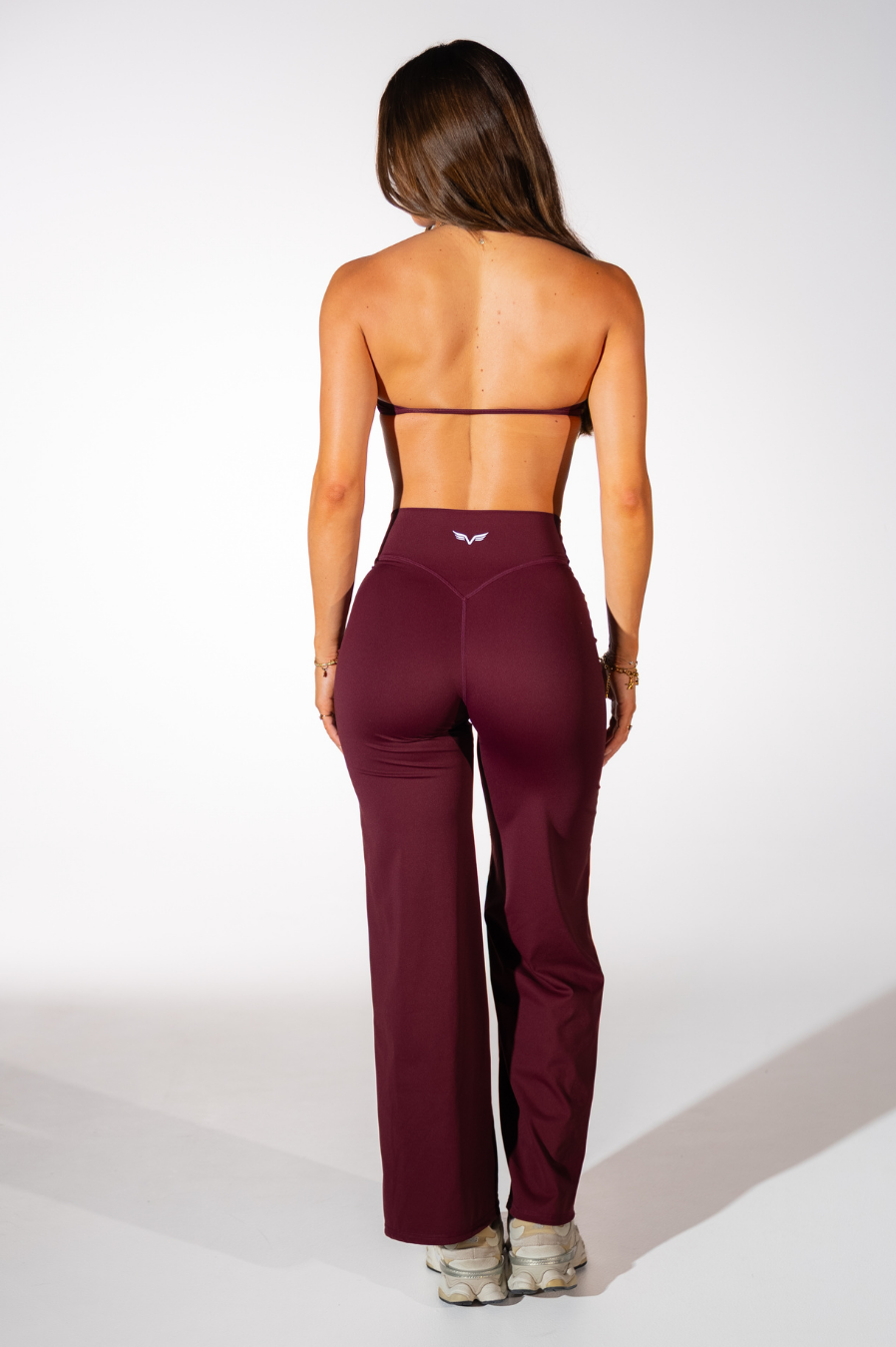 Club Athletica Classic Wide Leg Workout Pants for Women Burgundy