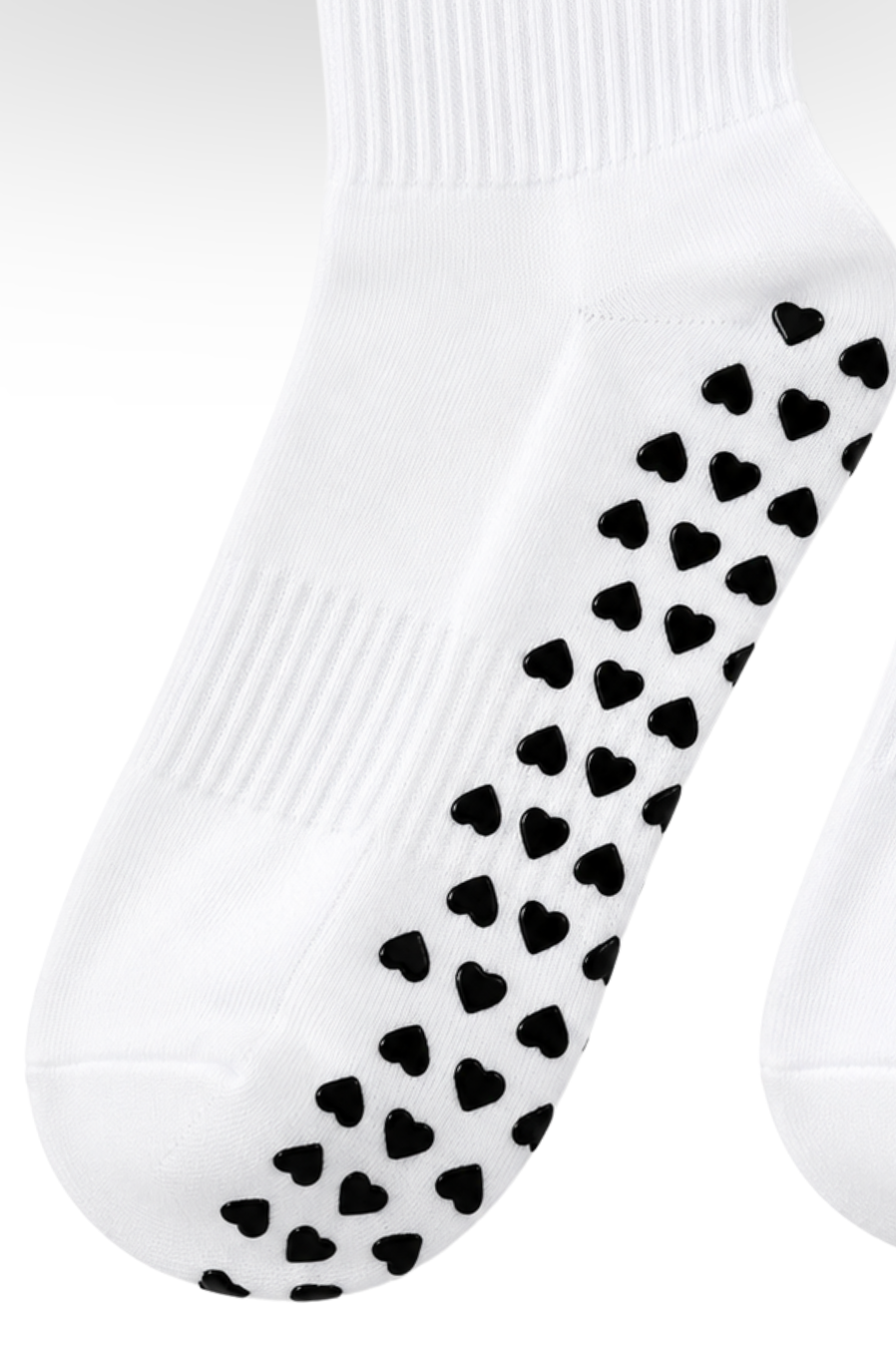Club Athletica Premium Black Heart Pilates Socks White